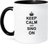 3dRose Keep Calm and Sing On Mug, 11 oz, Black...