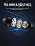 M3 Wired Earbuds Headphones, Stereo Earphones with Microphone and Extra Bass, Volume Control, Tangle-Free Reinforced Cable, in-Ear Headset for Pho...