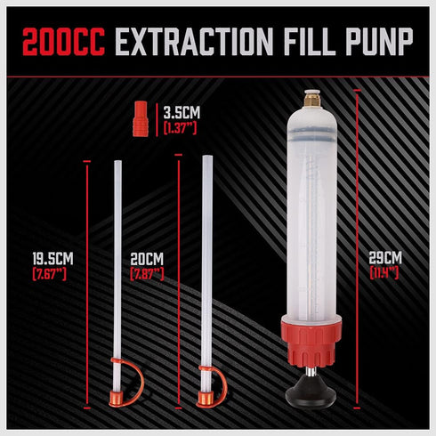 SEDY Fluid Extractor - 200cc Multi-Purpose Syringe, Oil Suction Pump, Manual Extraction and Filling Pump, Automotive Oil Syringe...