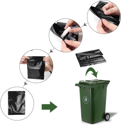 Feminine Personal Disposal Bags,6x8 inches Tampon Disposal Bags Pack of 100 Black Opaque Zip Seal Discreet Disposal Bags for Tampons,Sanitary Pads...