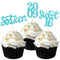 24 Pcs Sweet 16 Blue Glitter Birthday Cupcake Toppers for 16th Birthday Celebrating Party Decorations (Blue)...