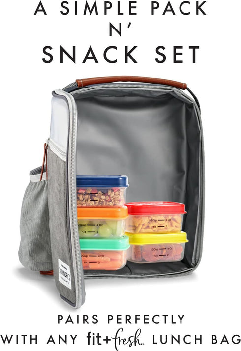 Fit & Fresh 1/2-Cup Snack Set, Condiment & Salad Dressing Containers, Reusable & Leakproof Lunch Containers, Perfect for Insulated Lunch Bag, Lunc...