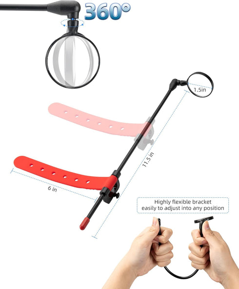 ROCKBROS Bike Helmet Mirror, Convex Mirror, Aluminum Alloy Moldable Frame, Detachable Fixing Way, Cycling Mirror Fit 90% Bicycle Helmet, Lightweig...