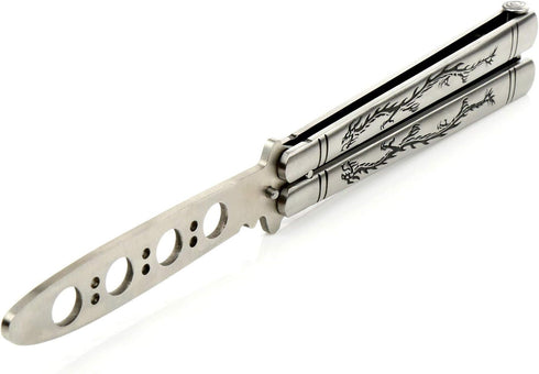 Practice Butterfly Knife, Stainless Steel Balisong Trainer Unsharpened Blade with Spring Latch, Smooth Action Butterfly Knife Trainer...