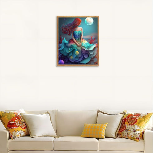 HONGYA ART DIY Paint by Numbers Kit for Adults Cartoon Character Beautiful Mermaid,Easy Acrylic Paint by Number for Adults On Canvas,Oil Painting ...