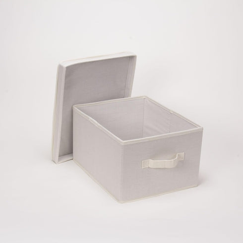 Household Essentials 113 Storage Box with Lid and Handle - Natural Beige Canvas - Large...