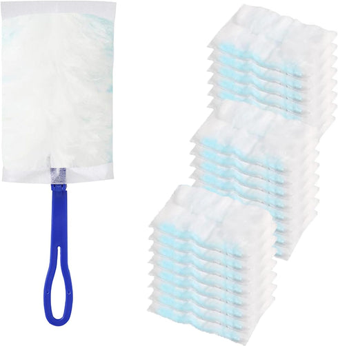 30 Count Duster Refills for Swiffer Feather Dusters, 180 Microfibre Heavy Duty Multi-Surface Dust Duster Refills with 1 Handle, Unscented...