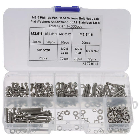 300 Pieces M2.5 Hex Socket Head Cap Metric Screws Bolts Washers Nuts,304 Stainless Steel Nuts and Bolts Assortment Kit for Home Fixation or Repair...