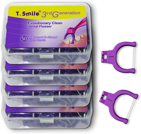 Evolutionary Clean Dental Flossers, Kit of Refills Plus Long Handle (200 T-Tension Refills)...