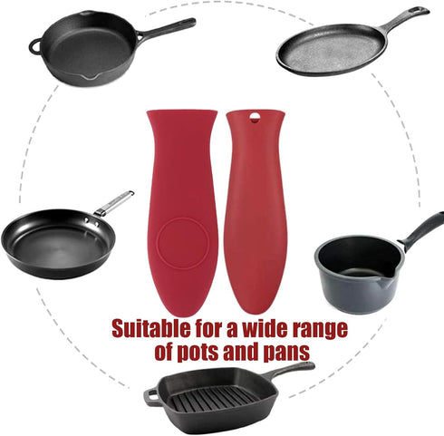 2 Pack Silicone Pan Handle Sleeve, Heat Resistant Cast Iron Skillet Handle Covers for Pots and Pans, Assist Handle Holder Grip for Kitchen Frying ...