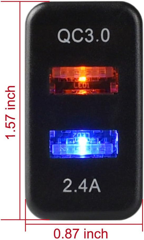Cllena Dual USB Port Charger Socket Quick Charge 3.0 & 2.4A for Toyota......