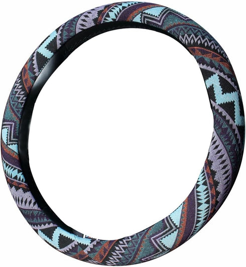 Ethnic Style Coarse Flax Cloth Automotive Steering Wheel Cover Anti Slip and Sweat Absorption Auto Car Wrap Cover (M, 14.5''-15'')...
