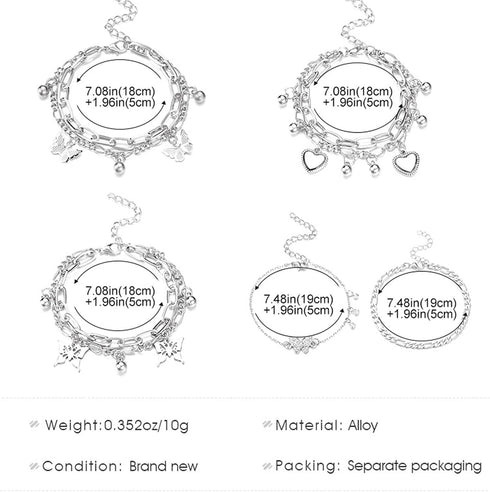 Gold/Sliver Butterfly Ankle Bracelets for Women 14k Gold Plated Dainty Anklets for Women Link Chain Beach Stackable Anklet Bracelet Jewelry Gift f...
