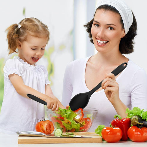 Cooking Spoon 2Pcs Large Serving Spoons 10.8'' Heat Resistant Silicone Spoon, Non-Stick Mixing Kitchen Spoons, Premium Silicone Kitchen Utenils fo...
