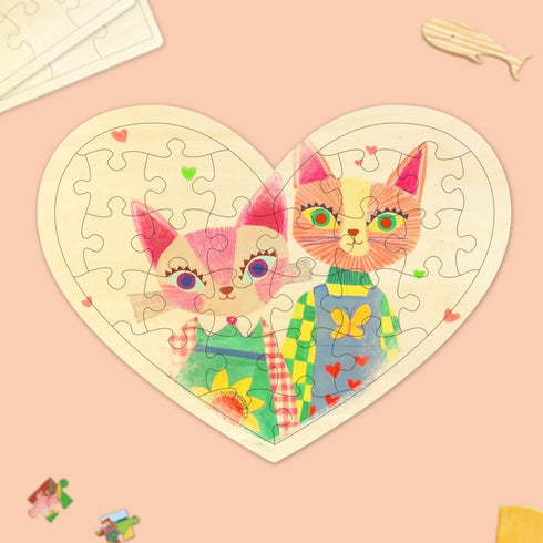 28 Piece Blank Heart Puzzle to Draw on, Blank Puzzle Heart Shape with Puzzle Tray, Make Your Own Wooden Jigsaw Puzzles for Crafts & DIY, Custom Pu...
