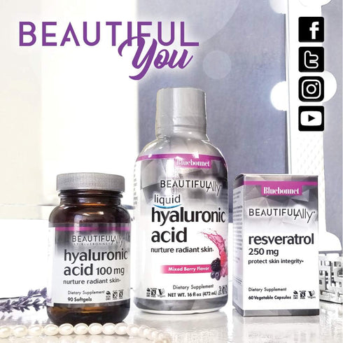 Bluebonnet Nutrition Beautiful Ally Hyaluronic Acid 100mg, Nurture Radiant Skin*, Non-GMO, Gluten-Free, Soy-Free, 90 Softgels, 90 Servings...