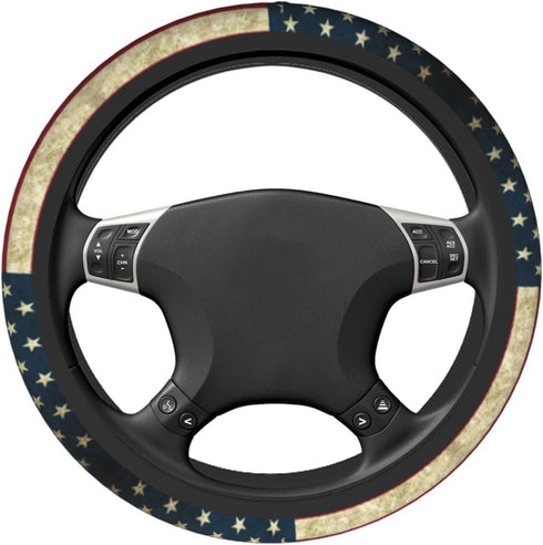 Vintage American Flag Steering Wheel Covers Universal Fit 15 Inches Neoprene Anti-Slip Car Wheel Protector for Women Girls...