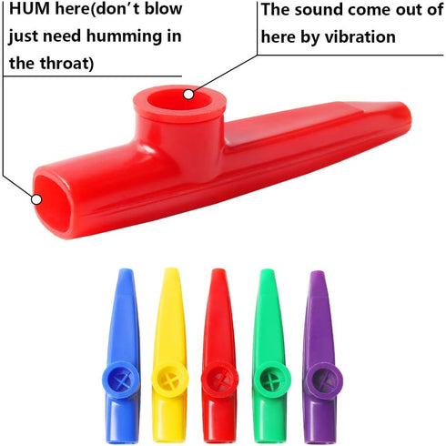 LovesTown Kids Kazoos, 18 Pcs Plastic Kazoo with 20 Pcs Kazoo Flute Diaphragms Kazoos Musical Instruments for Gift Prize and Party Favors...