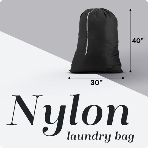 Nylon XL Laundry Bag, Large Capacity with Locking Drawstring, Machine Washable, Fits Laundry Baskets or Hampers, Holds 2 Loads of Clothes (Black, ...