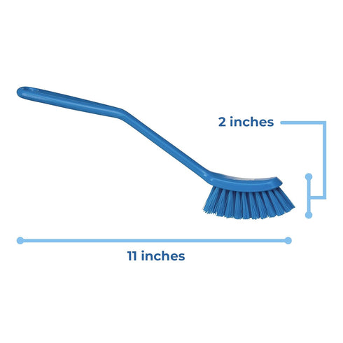 Vikan - Fine Dish Brush - Heavy-Duty, Narrow, Slip-Resistant Cleaning Brush, Polypropylene, Polyester Bristle, 11 Inch, Blue, (42873)...