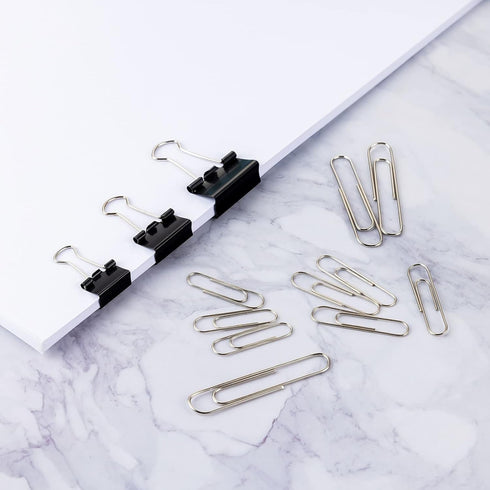 Paper Clips Binder Clips,340 PCS Paper Clips Assorted Sizes,Binder Clips Assorted Sizes,Silver Paper Clip,Black Binder Clip...