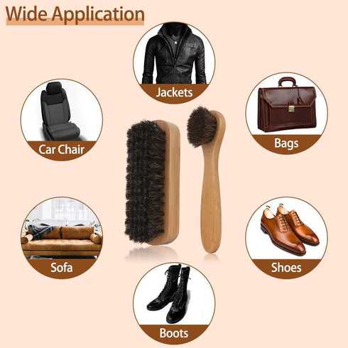 2 Pcs Shoe Brush, Boot Brush, Horsehair Brush Shoe Kit Shoe Cleaning Brush Polish Brush Shoe Cleaner Brush Leather Cleaning Brush Shoe Shine Brush...