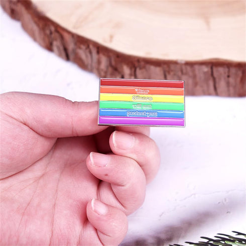 zhanghaoran Your Silence Will Not Protect You Rainbow Enamel Lapel Pin Rainbow Flag Badge Brooch LGBTQ Supporters Enamel Pin Pride Pin Support Gif...