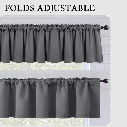 MIULEE Blackout Valance Rod Pocket Thermal Insulated Window Treatment Tiers Solid Short Curtain for Small Window Bedroom 42 x 18 Inches 1 Panel Gr...