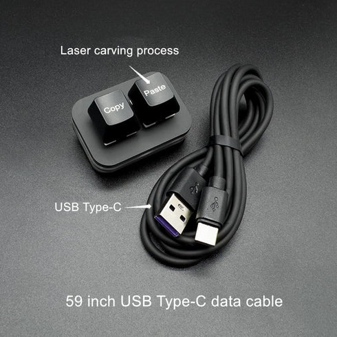 USB mini 2-key keyboard Copy and Paste, programmable macro keyboard, hot swappable mechanical keyboard, with 1.5 meter USB data cable (Black)...