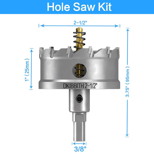 TCT Hole Saw Set, 2-1/2"(64mm) Heavy Duty Tungsten Carbide Tipped Hole Cutters for Stainless Steel Mild Steel Copper Iron Brass Plastic and More, ...