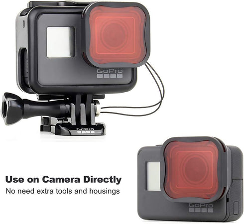 3-Pack Camera Lens Filter Set for GoPro Hero 5/6/7 Black/Hero (2018) Cameras, ND Filter(ND8 Filter) Dive Filters(Light Red Filter and Magenta Filt...