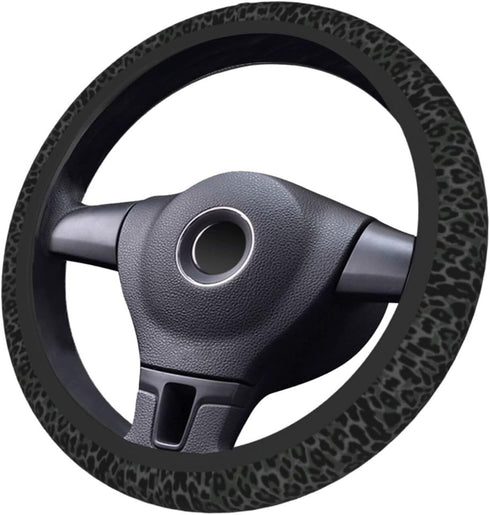 Leopard Steering Wheel Covers Non Slip Neoprene Steering Wheel Protector Cover Universal 15 Inch for Men Women (Black Green Grey)...