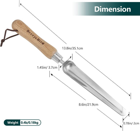 Berry&Bird Seeding Widger,Stainless Steel Garden Bulb Shovel with Wooden Handle for Planting Indoor Seed Tool Bulb Planter Trowel Hand Transplante...