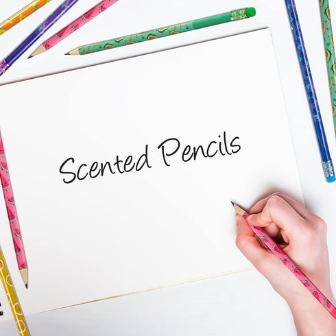 Outus 40 Pieces Scented Pencils with Eraser HB Pencils Graphite Pencil Cylinder Wood Pencils with Fruit Elements School Stationery Party Reward Su...