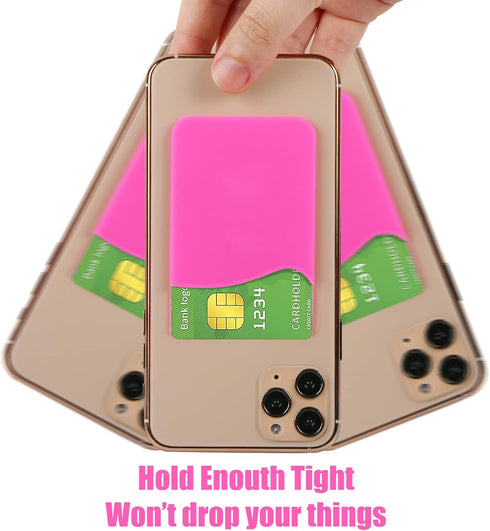 Phone Card Holder Sockets, Colors in Random - Silicone Adhesive Stick-on ID Credit Card Wallet Phone Case Pouch Sleeve Pocket for Most of Smartpho...