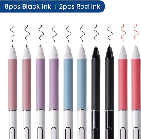 WRITECH Gel Pens Fine Point: 0.5mm 8 Black & 2 Red Ink Pen Set Clickable for Journaling Drawing Notetaking Bible Non Bleed 10ct Retractable Smooth...