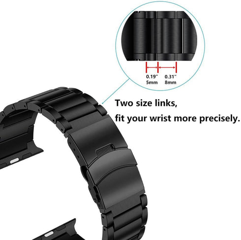 LDFAS Compatible for Apple Watch Band 45mm 44mm 42mm, Sport Stainless Steel Metal Strap with Safety Buckle for iWatch Bands Compatible for Apple W...