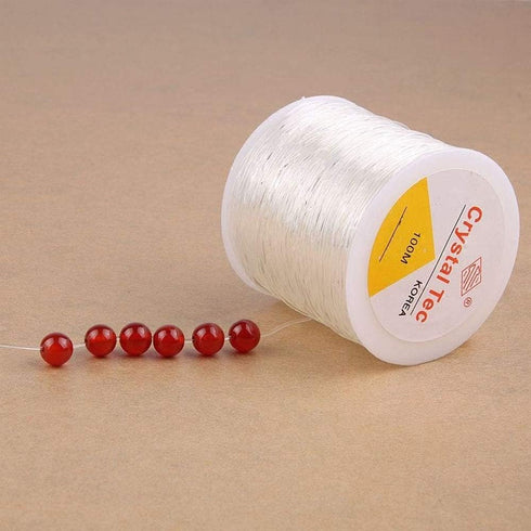 ZYAMY 0.5mm Beading Thread Transparent White Elastic Thread String Beading Cord Crystal Stretch Bracelet String for Beads Jewelry Making, 1 Roll 3...