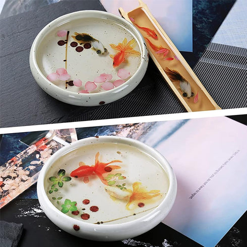OLYCRAFT 35 Sheets 3D Goldfish Film Stickers - Koi Pond Painting, Lotus Leaf Resin Decorate for Craft Art...