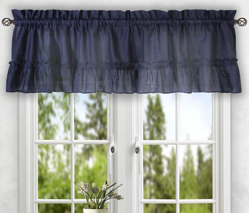 Ellis Curtain Stacey Sheer Balloon Valance, 60" x 15", Navy...