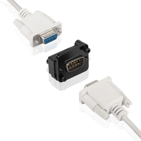 QIANRENON DB9 Panel Mount Straight Through Connector 9-pin RS232 Serial Male to Male Panel Mount Socket Converter Coupler, for Communication Netwo...