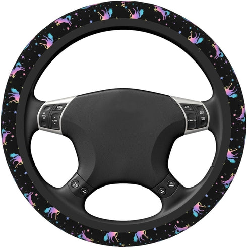 Unicorn Star Steering Wheel Cover for Women Men Girls Car Accessories Decor Anti-Slip Neoprene Auto Steering Wheel Covers Protector Universal 15 I...