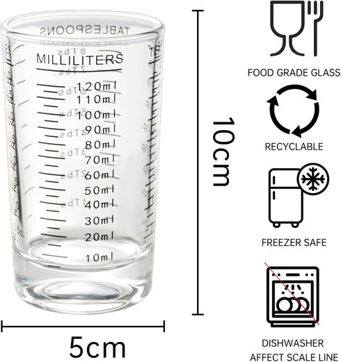 BCnmviku Measuring Cup Shot Glass 4 Ounce/120ML Liquid Heavy High Espresso Glass Cup Black Line (1, Red)...