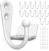 15PCS White Coat Hooks | Robe Hooks | Wall Hooks White | Small Hooks | Coffee Mug Hooks | Wall Hooks White with 30 Pieces Screws for Towel, Key, R...
