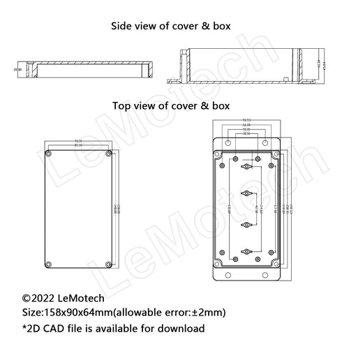 Junction Box IP65 Waterproof Dustproof ABS Plastic Universal Electric Project Enclosure with Fixed Ear Black 6.2x3.5x2.5 inch (2pc)...