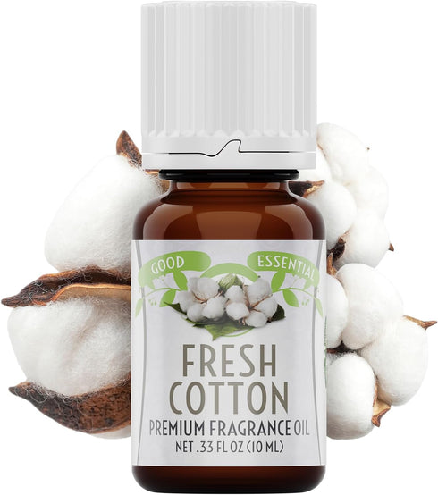 Good Essential - Fresh Cotton Fragrance Oil for Laundry, Dryer Balls, Soap Making, Candle Making, Lotions, Diffuser - 0.33 fl oz...