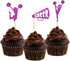 Morndew 24 PCS Purple Glitter Cheerleader Dance Horn Cupcake Toppers for Sport Party Baby Shower Birthday Party Decorations...