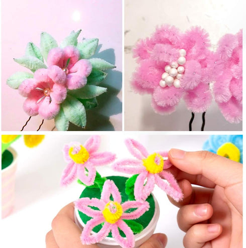 100 Pieces Pipe Cleaners Chenille Stem, Pink Pipe Cleaners Set for Pipe Cleaners Flower Kit DIY Arts Crafts Decorations, Chenille Stems Pipe Clean...