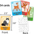 Bilingual Tablas Game in English and Spanish, Mexican Bingo for 10 Players - 10 Boards, Full Deck of Cards and Chips, Theme Animals...