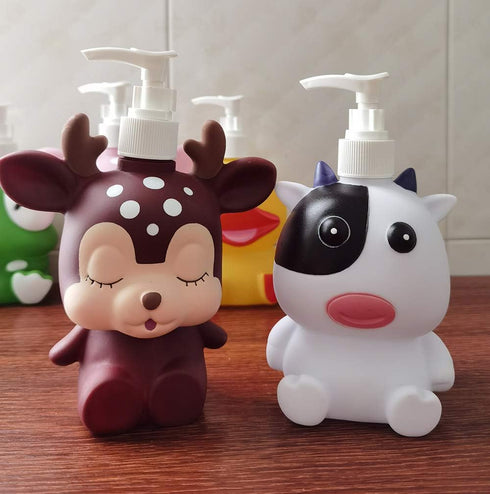 Frog Cow Cute Cartoon Animal Hand Soap Pump Lotion, Hand Soap, Shampoo, Shower Gel Dispenser, Suitable for Bathrooms, Kitchen Countertops, Bathroo...